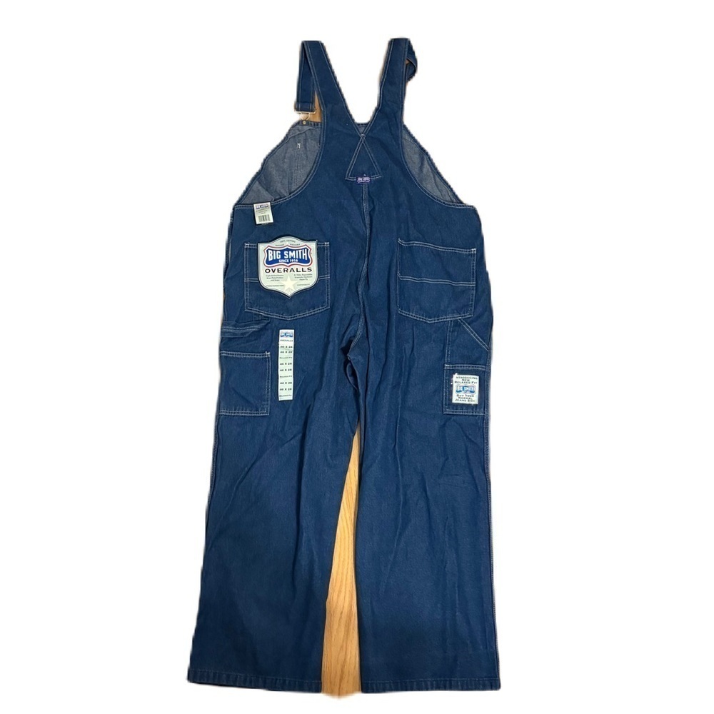 Vintage 90's Denim Dungarees Overalls BIG SMITH 'DEADSTOCK' 46x28 NEW Jean Blue